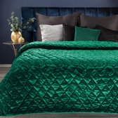 Oneiro’s luxe KRISTIN Type 3 Beddensprei groen - 220x240 cm – bedsprei 2 persoons - beige – beddengoed – slaapkamer – spreien – dekens – wonen – slapen