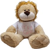 Funnies knuffel leeuw - 45cm - shirtje -  It's a girl - gender reveal - kraam cadeau