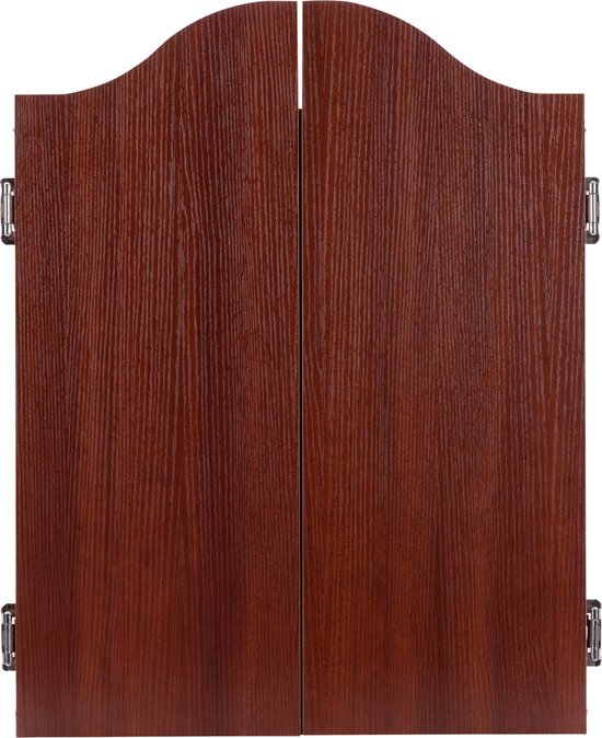 Houten cabinet rood / bruin + sisal dartbord inclusief 2 sets 18 gr darts van Abbey Darts — afbeelding 4