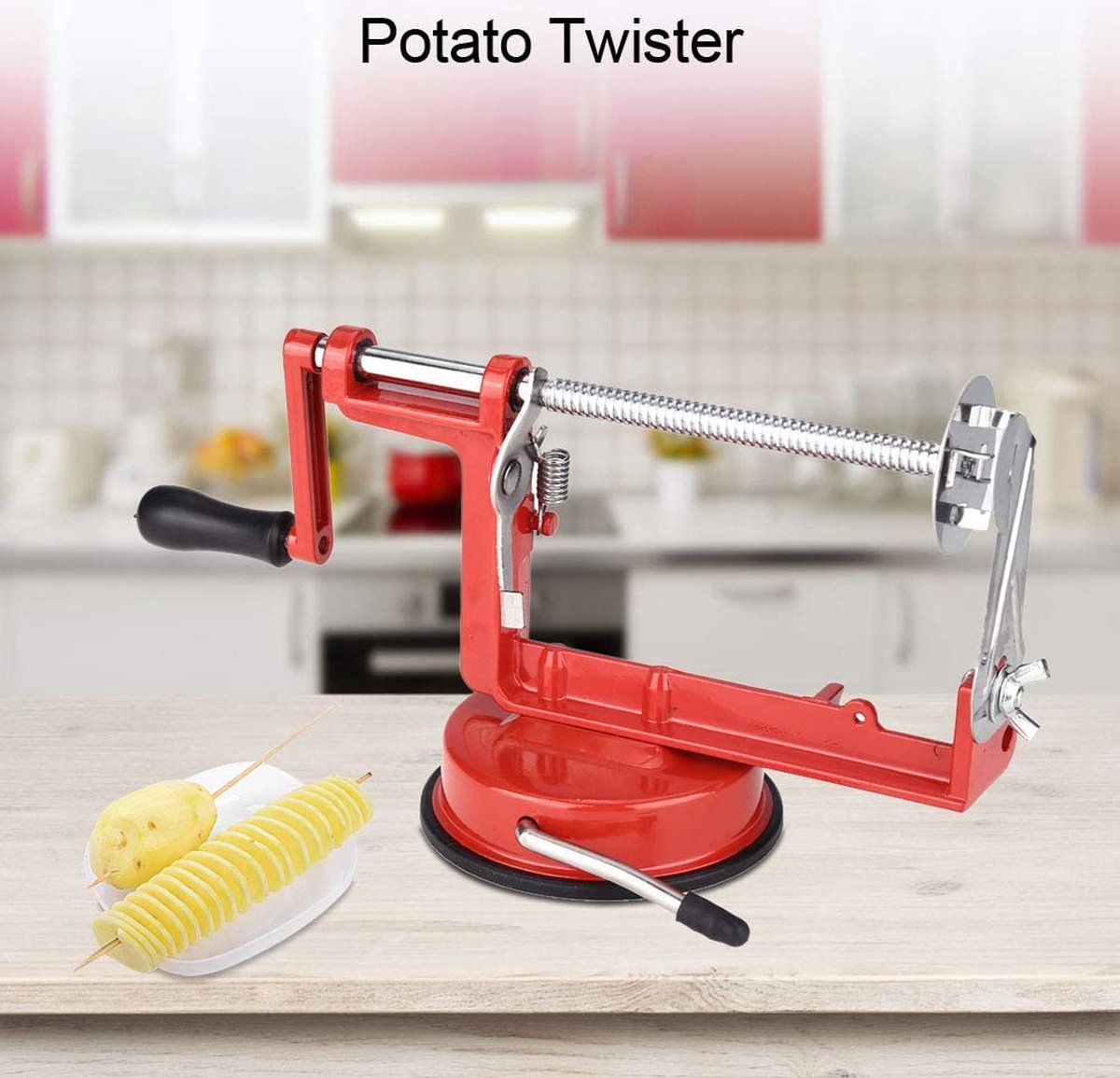 Borvat® | Potato twister spiraal aardappelsnijder chips maker - RVS - rood