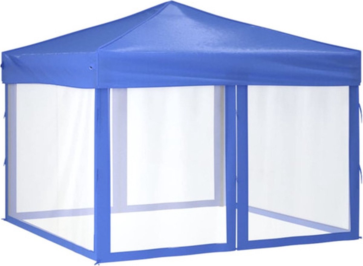 vidaXL - Partytent - inklapbaar - met - zijwanden - 3x3 - m - blauw
