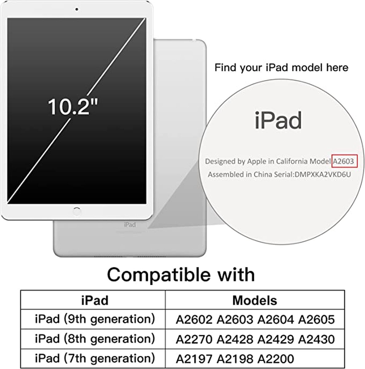 Étui pour tablette Convient pour : Apple iPad 10.2 2021 - A2602