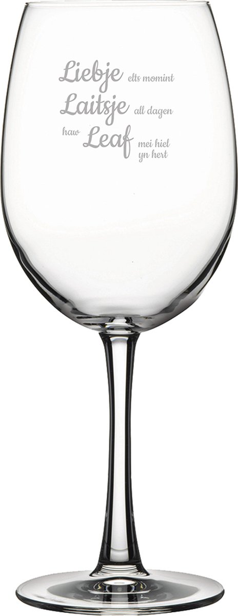 Rode wijnglas gegraveerd - 46cl - Liebje Laitsje Leaf