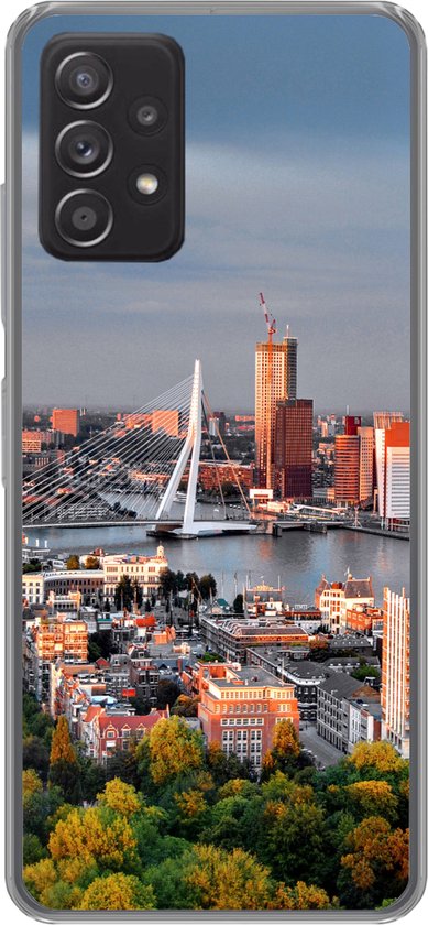 Geschikt voor Samsung Galaxy A53 5G hoesje - Rotterdam - Skyline - Boom - Siliconen Telefoonhoesje