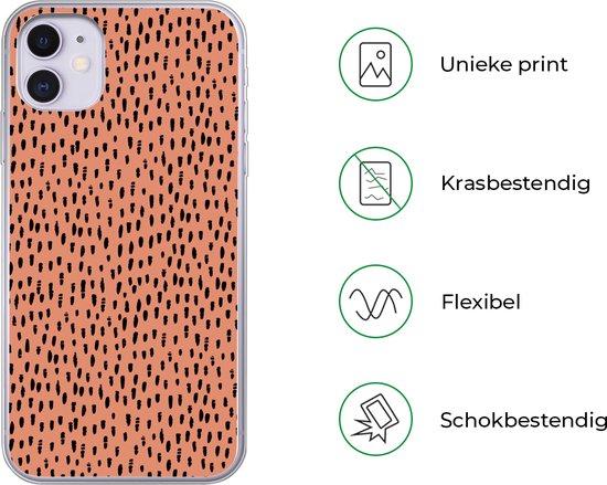 Coque iPhone 11 - Pois - Zwart - Oranje - Coque de téléphone en Siliconen
