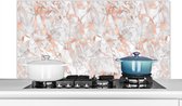 Spatscherm keuken 120x60 cm - Kookplaat achterwand Marmer - Rose goud - Luxe - Patronen - Muurbeschermer - Spatwand fornuis - Hoogwaardig aluminium