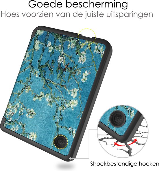 Hoes Geschikt voor Kobo Clara 2E Hoesje Bookcase Cover Book Case Hoes Sleepcover - Bloesem van Mobigear — afbeelding 5