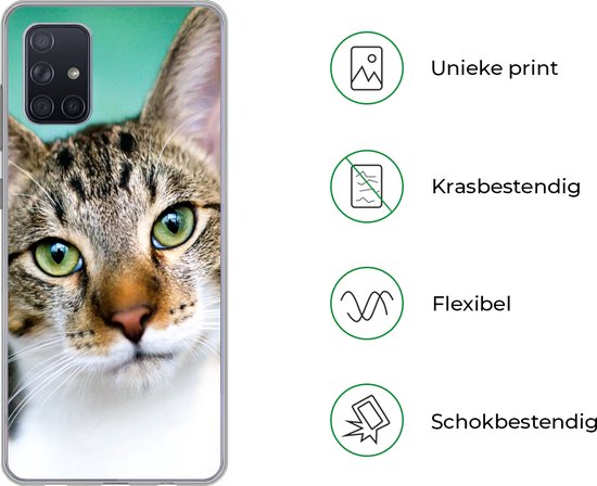 Coque Samsung Galaxy A51 5G - Chat - Portrait - Yeux - Coque de téléphone en Siliconen