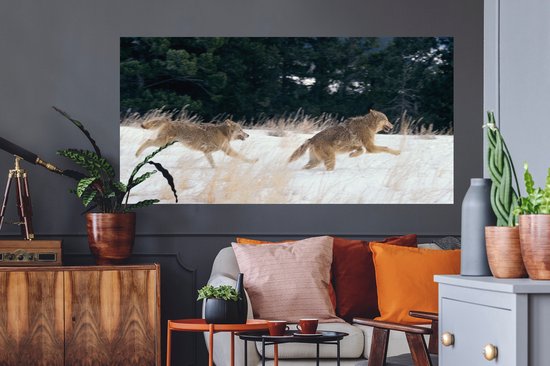 Stickers muraux - Film autocollant - Loup - Arbre - Animaux - 160x80 cm - Film adhésif - Stickers muraux Chambre d'enfant - Papier peint autocollant