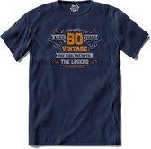 80 Jaar vintage legend - Verjaardag cadeau - Kado tip - T-Shirt - Heren - Navy Blue - Maat XL