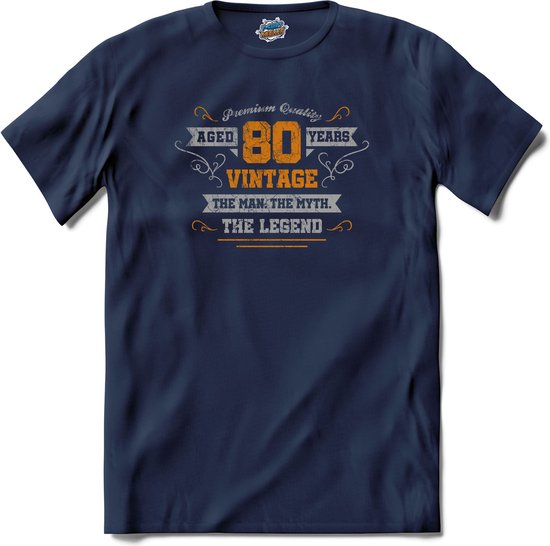 80 Jaar vintage legend - Verjaardag cadeau - Kado tip - T-Shirt - Heren - Navy Blue