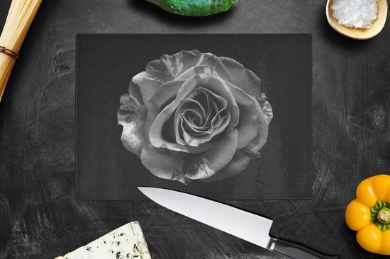 Planche à découper en Verres - 28x20 - Fleurs - Rose - Zwart - Wit - Botanique - Planches à découper en Glas