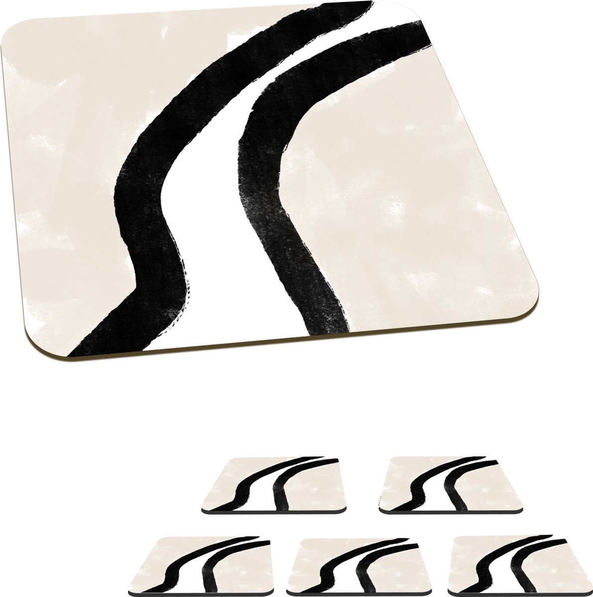 Onderzetters voor glazen - Abstract - Lijn - Design - Pastel - 10x10 cm - Glasonderzetters - 6 stuks