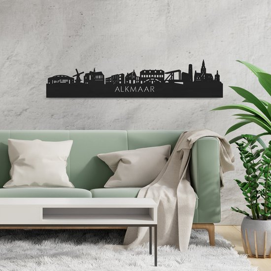 Skyline Alkmaar Bois Zwart - 80 cm - Décoration d'intérieur design - Décoration murale