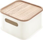 iDesign Witte bakjes met bamboe deksel - 08331EU - Stapelbaar, Met deksel, BPA-vrij