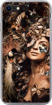 Geschikt voor iPhone SE 2020 hoesje - Luxe - Vrouw - Dieren - Vlinders - Vogels - Siliconen Telefoonhoesje
