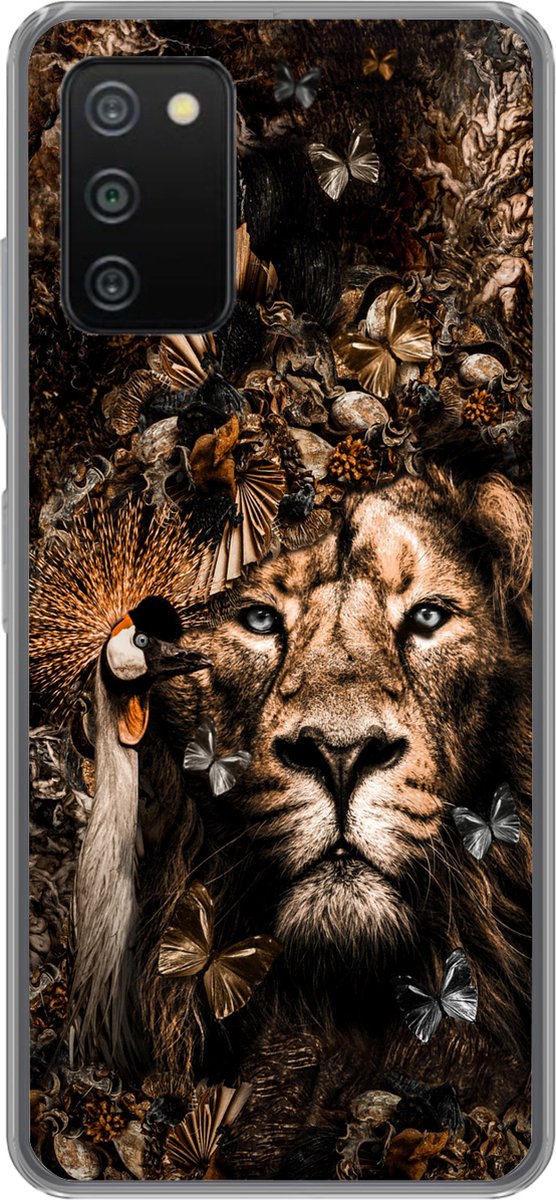 Telefoonhoesje Geschikt voor Samsung Galaxy A03s hoesje - Dieren - Collage - Vlinder - Siliconen Telefoonhoesje Telefoonhoesje
