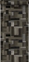 Origin Wallcoverings behang sloophout motief zwart en grijs - 337222 - 53 cm x 10,05 m