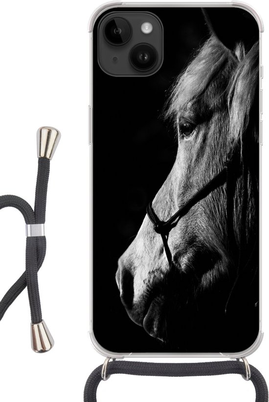 Apple iPhone 14 Plus - Étui à bandoulière - Cheval - Licol - Léger - Siliconen - Bandoulière - Coque arrière avec cordon - Étui pour téléphone avec cordon - Étui avec corde