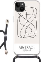 Telefoonhoesje Geschikt voorApple Iphone 14 Plus - Kunst - Line art - Abstract - Siliconen - Crossbody - Backcover met Koord - Telefoonhoesje met koord - Hoesje met touw
