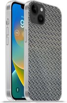 Geschikt voorApple Iphone 14 Plus - Soft case hoesje - Metaal print - Antistlip - Grijs - Siliconen Telefoonhoesje