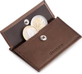 Slimpuro Coin Pocket Portemonneetje Beursje - Voor Znap Slim Wallets 8 En 12 - Handig Bewaren Van Muntgeld - Voor Max. 10 Munten - Met Rfid Blokkeerkaart - Druksluiting - Afmetingen: 5,9 X 1 X 8,6 Cm - Bruin