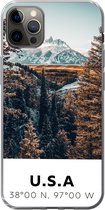 Convient pour coque iPhone 12 Pro Max - Amérique - Montagnes - Arbres - Coque de téléphone en Siliconen