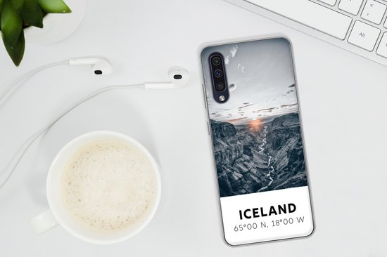 Coque Samsung Galaxy A50 - Islande - Soleil - Montagnes - Coque de téléphone en Siliconen