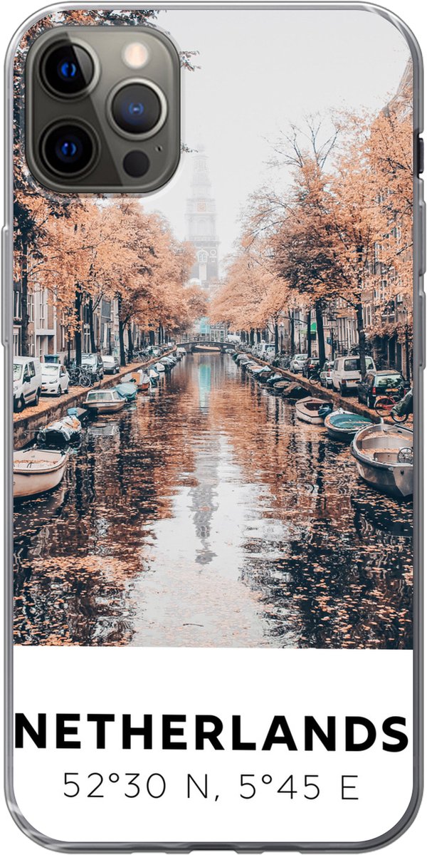 Telefoonhoesje Geschikt voor iPhone 12 Pro Max hoesje - Nederland - Amsterdam - Gracht - Herfst - Siliconen Telefoonhoesje Telefoonhoesje
