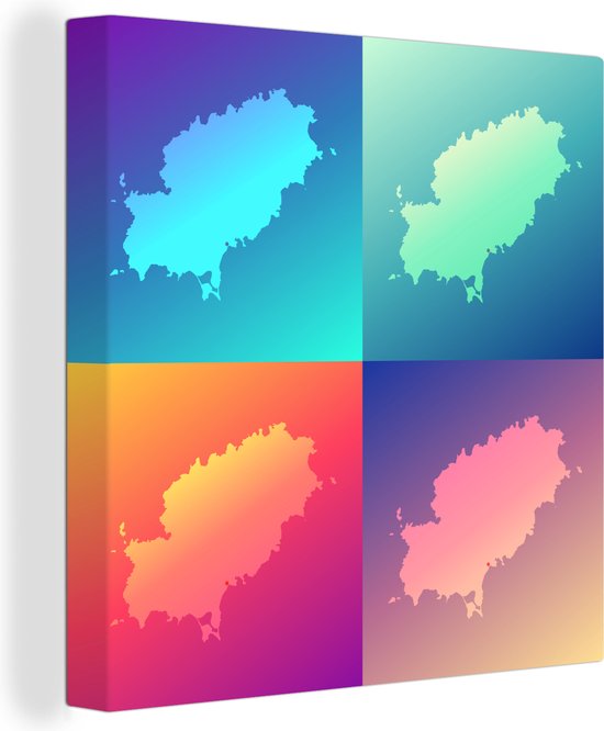 Une illustration de quatre cartes d' Ibiza toile 90x90 cm - Tirage photo sur toile (Décoration murale salon / chambre)