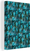 Tableau sur toile Fleurs - Roses - Blauw - 80x120 cm - Décoration murale