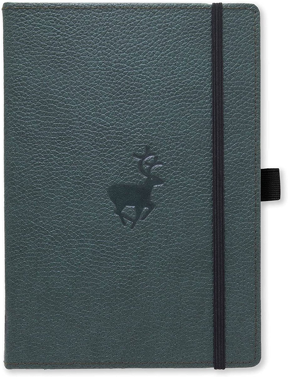 Dingbats* Wildlife A5 Notitieboek - Green Deer Raster - Bullet Journal met 100 gsm Inktvrij Papier - Schetsboek met Harde Kaft, Binnenvak, Elastische Sluiting en Bladwijzer