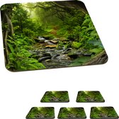 Onderzetters voor glazen - Natuur - Water - Jungle - Bos - Tropisch - 10x10 cm - Glasonderzetters - 6 stuks