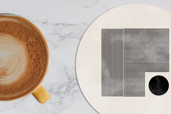 Sous-verres pour verres - Rond - Carré - Minimalisme - Abstrait - 10x10 cm - Sous-verres en verre - 6 pièces