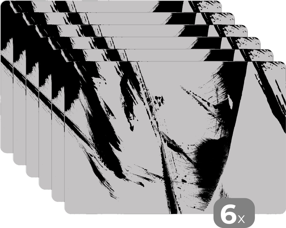 Placemat - Verf - Abstract - Lijnen - Onderleggers - Tafel - Placemats - 45x30 cm - 6 stuks