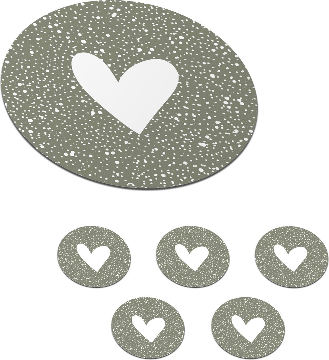 Onderzetters voor glazen - Rond - Hart - Design - Liefde - 10x10 cm - Glasonderzetters - 6 stuks