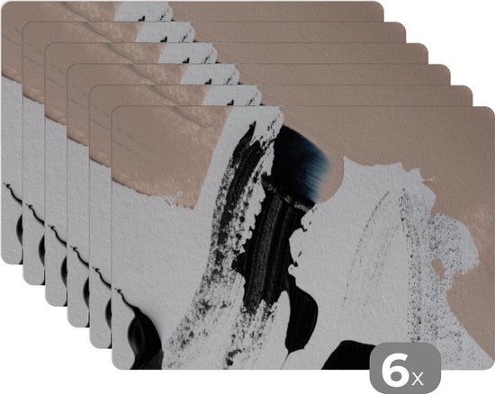Set de table - Zwart - Peinture - Abstrait - Table - Blocs - 45x30 cm - Plaques de blocs - 6 pièces