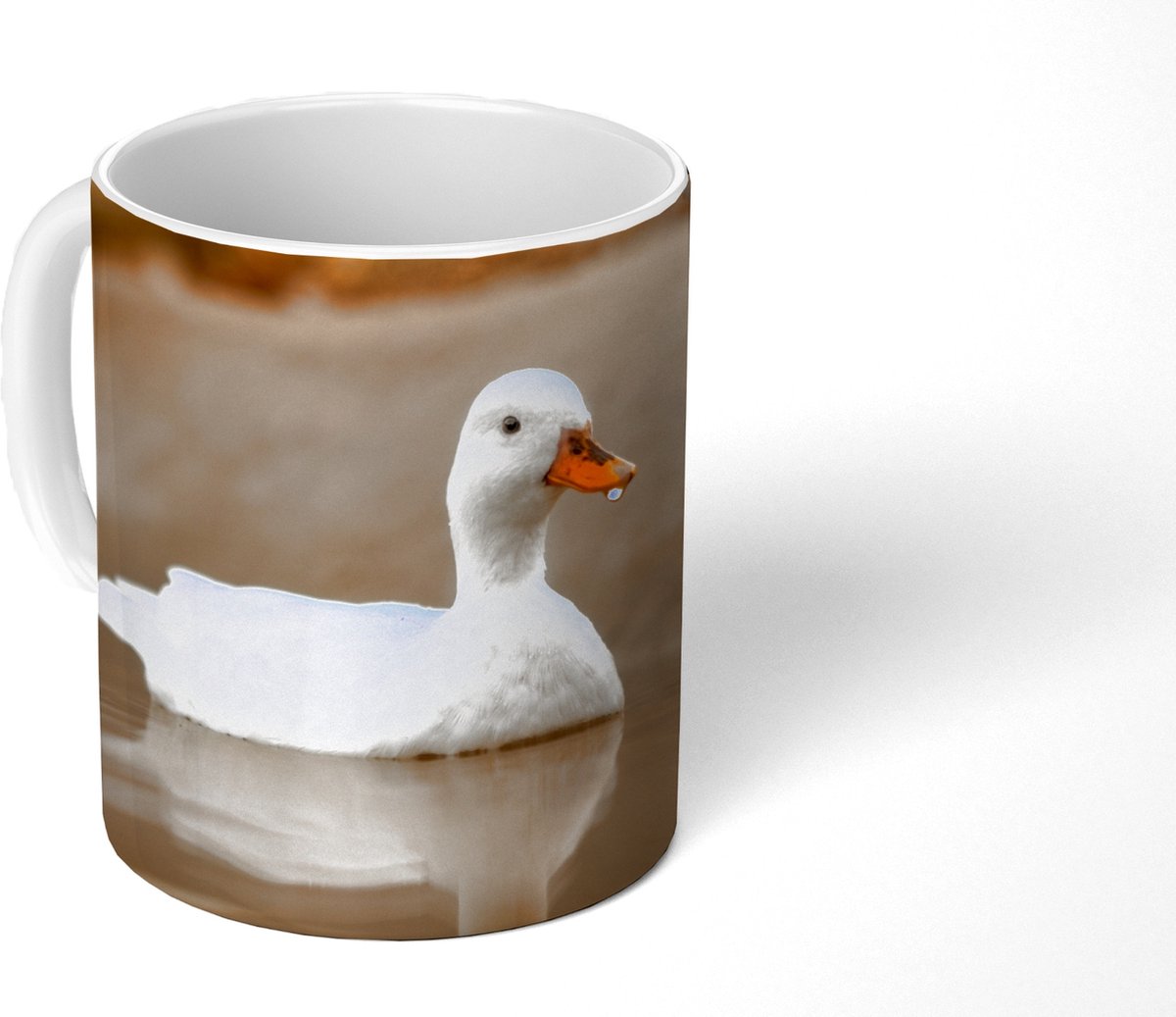 Mok - Koffiemok - Eend - Vogel - Water - Wit - Mokken - 350 ML - Beker - Koffiemokken - Theemok