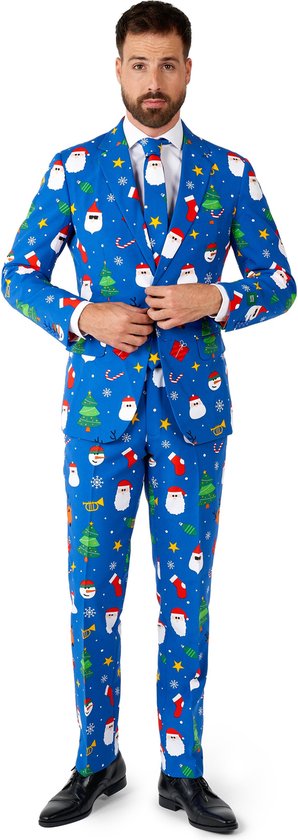 OppoSuits Festivity Blue - Heren Pak - Kerst Outfit - Blauw - EU
