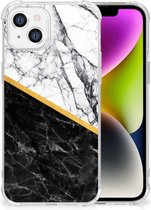 Back Cover Geschikt voor iPhone 14 Smartphone hoesje met doorzichtige rand Marble White Black