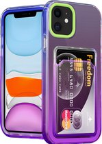 ShieldCase geschikt voor Apple iPhone 11 hoesje colorful pasjeshouder - groen/paars
