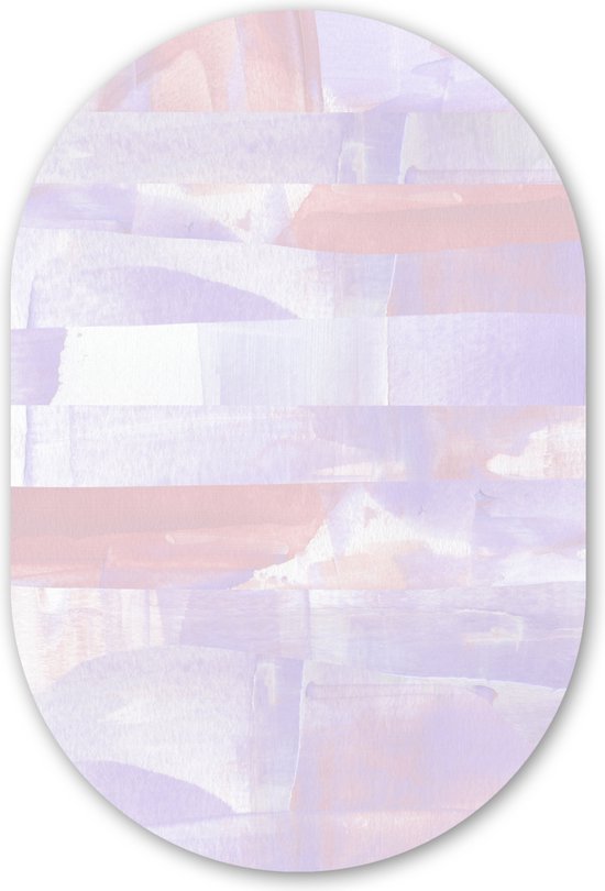 Muurovaal - Kunststof Wanddecoratie - Ovalen Schilderij - Pastel - Verf - Design - 80x120 cm - Ovale spiegel vorm op kunststof