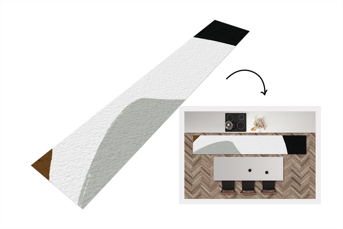 KitchenYeah Keukenloper - Loper keuken - Minimalisme - Design - Vormen - 300x50 cm - Keukenloper vinyl Multicolor