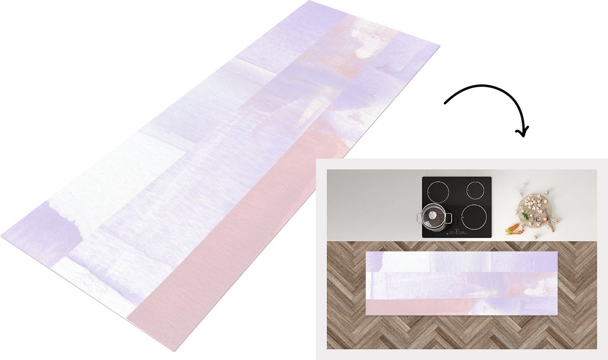 KitchenYeah Keukenloper - Loper keuken - Pastel - Verf - Design - Keukenloper vinyl Multicolor
