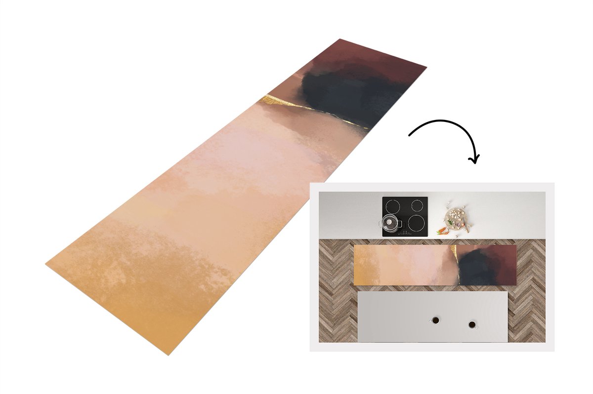 KitchenYeah Keukenloper - Loper keuken - Abstract - Verf - Pastel - 200x50 cm - Keukenloper vinyl Multicolor