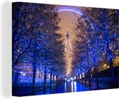 Le London Eye coloré parmi les arbres à Londres Toile 90x60 cm - Tirage photo sur toile (Décoration murale salon / chambre)