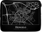 Laptophoes 17 inch - Hengelo - Stadskaart - Kaart - Plattegrond - Laptop sleeve - Binnenmaat 42,5x30 cm - Zwarte achterkant