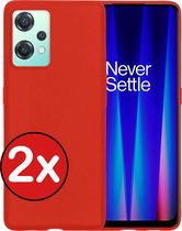 Hoesje Geschikt voor OnePlus Nord CE 2 Lite Hoesje Siliconen Case Hoes - Hoes Geschikt voor OnePlus Nord CE 2 Lite Hoes Cover Case - Rood - 2 PACK