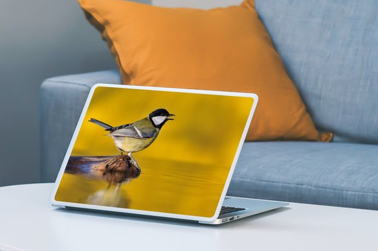 Laptop sticker - 10.1 inch - Koolmees - Vogel - Water - 25x18cm - Laptopstickers - Laptop skin - Cover