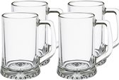 Bierglazen/bierpullen - 20x stuks - handvat - transparant - 320 ml - 9 x 12 cm